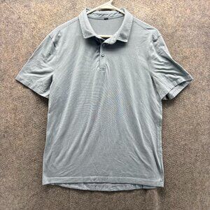 Lululemon Polo Shirt Men Small Gray Short Sleeve Performance Golf Tennis Top